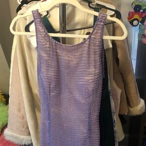 Papell Boutique Lavender Beaded Scoop Neck Dress